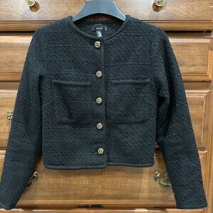 AQUA black tweed jacket. Size XS